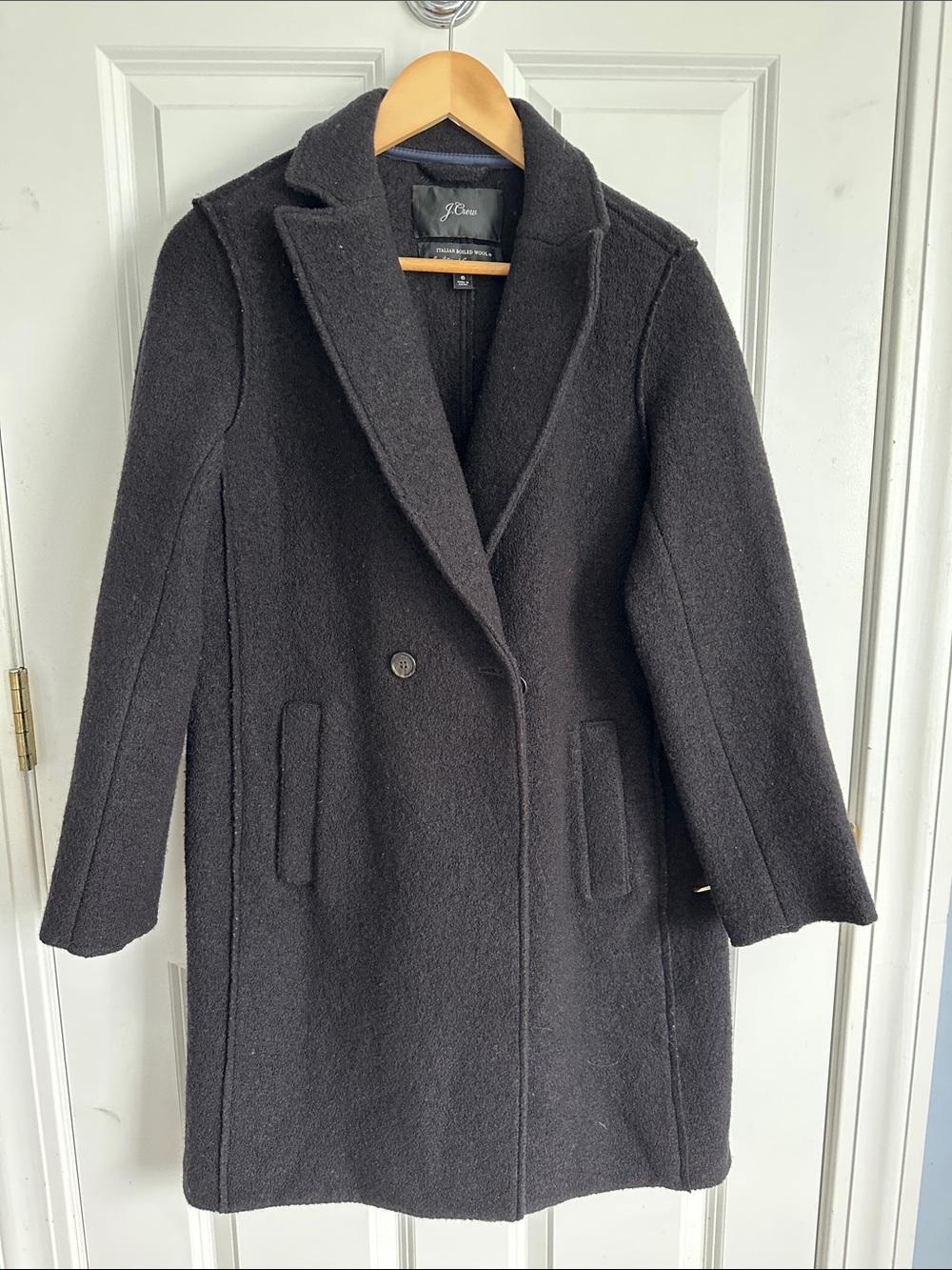 J. Crew Dark Charcoal Wool Peacoat with Notch Collar